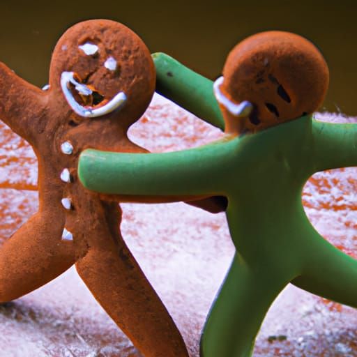 Gingerbread Men Wrestling in a Ring