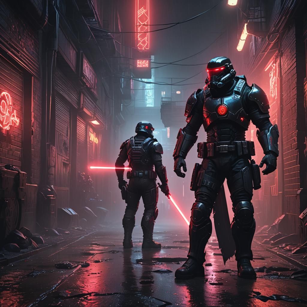 Gears of War Confronts Sci-Fi Warrior in Neon Alley
