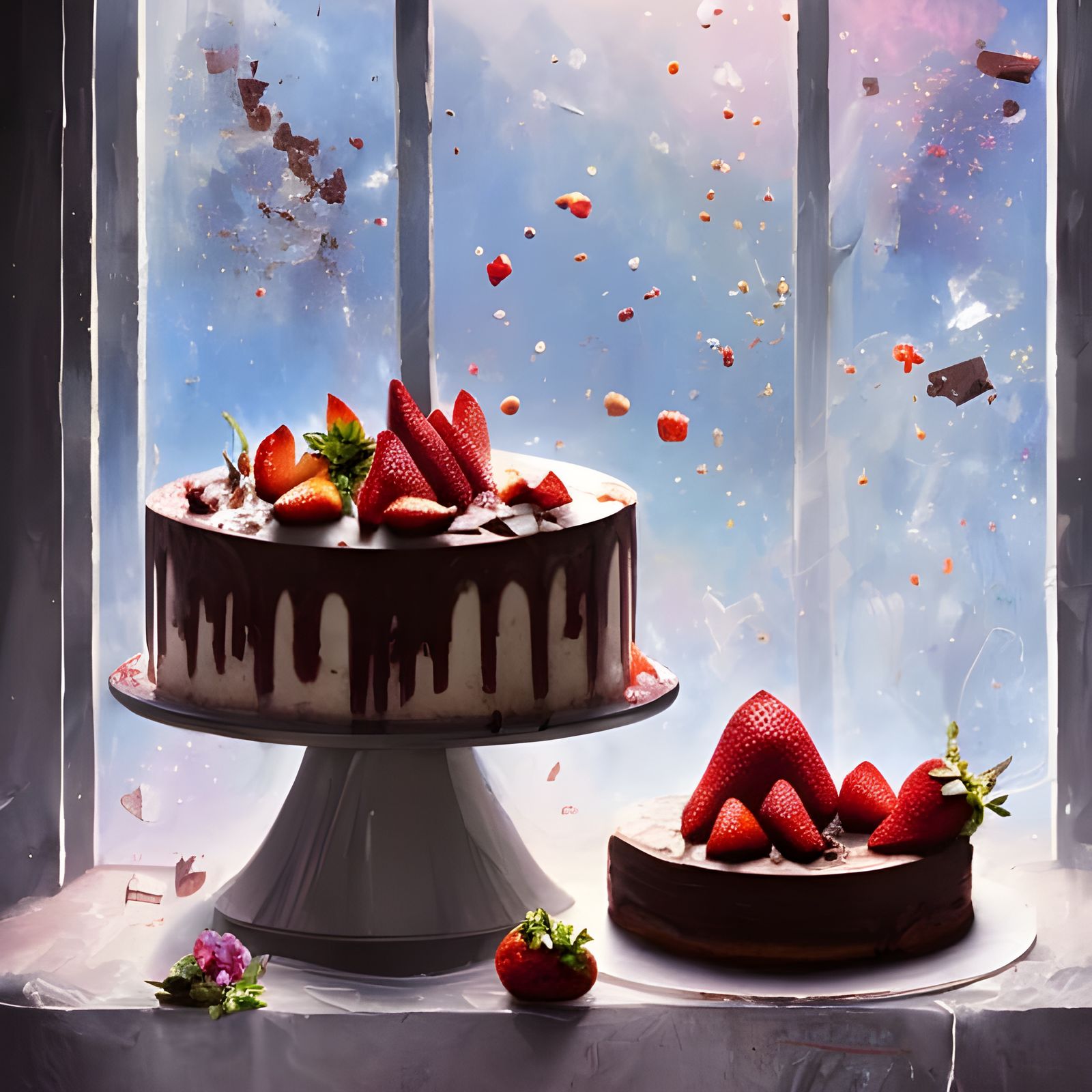 Hyperrealistic Chocolate Strawberry Cake Masterpiece