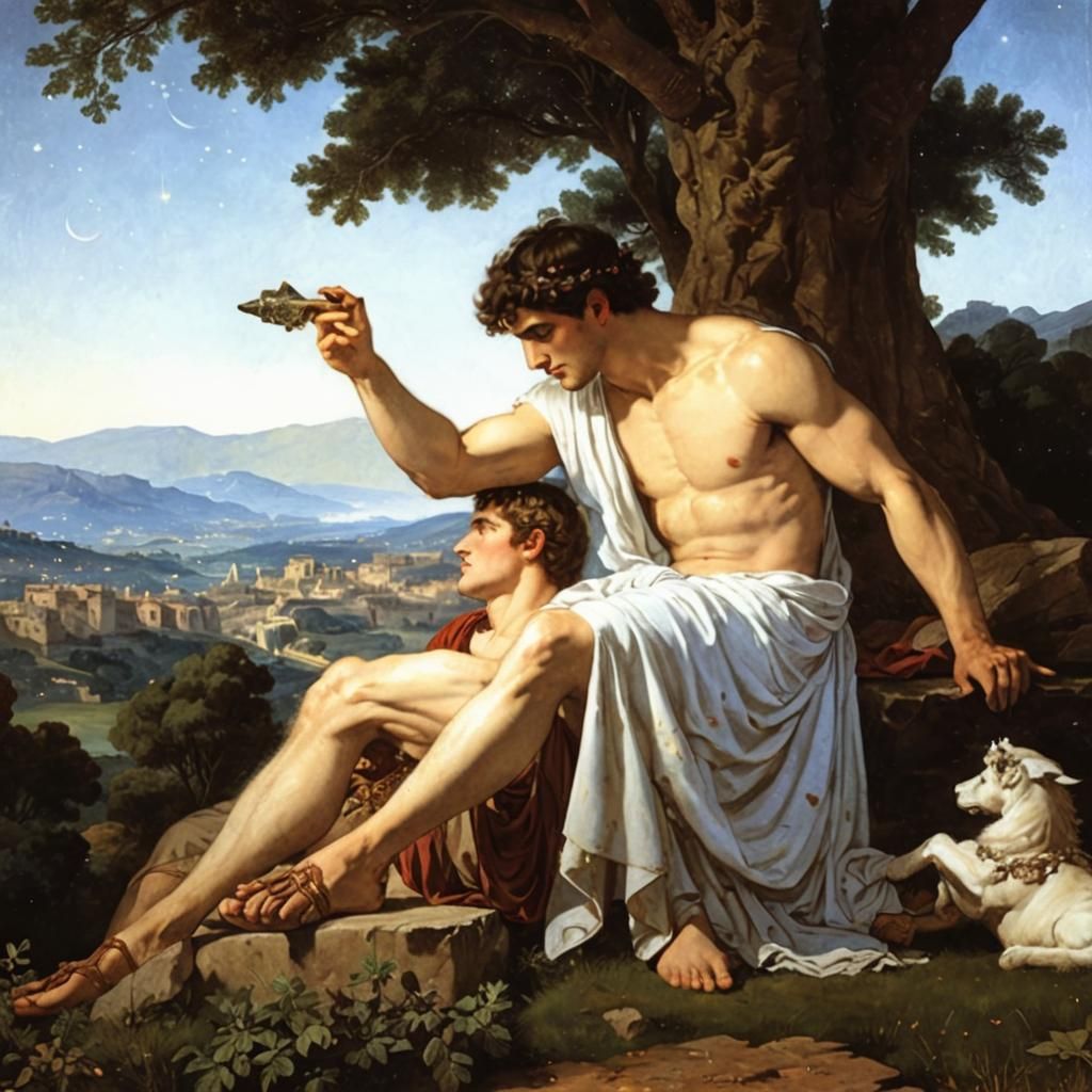 Roman Couple Stargazing, Baroque Art Style