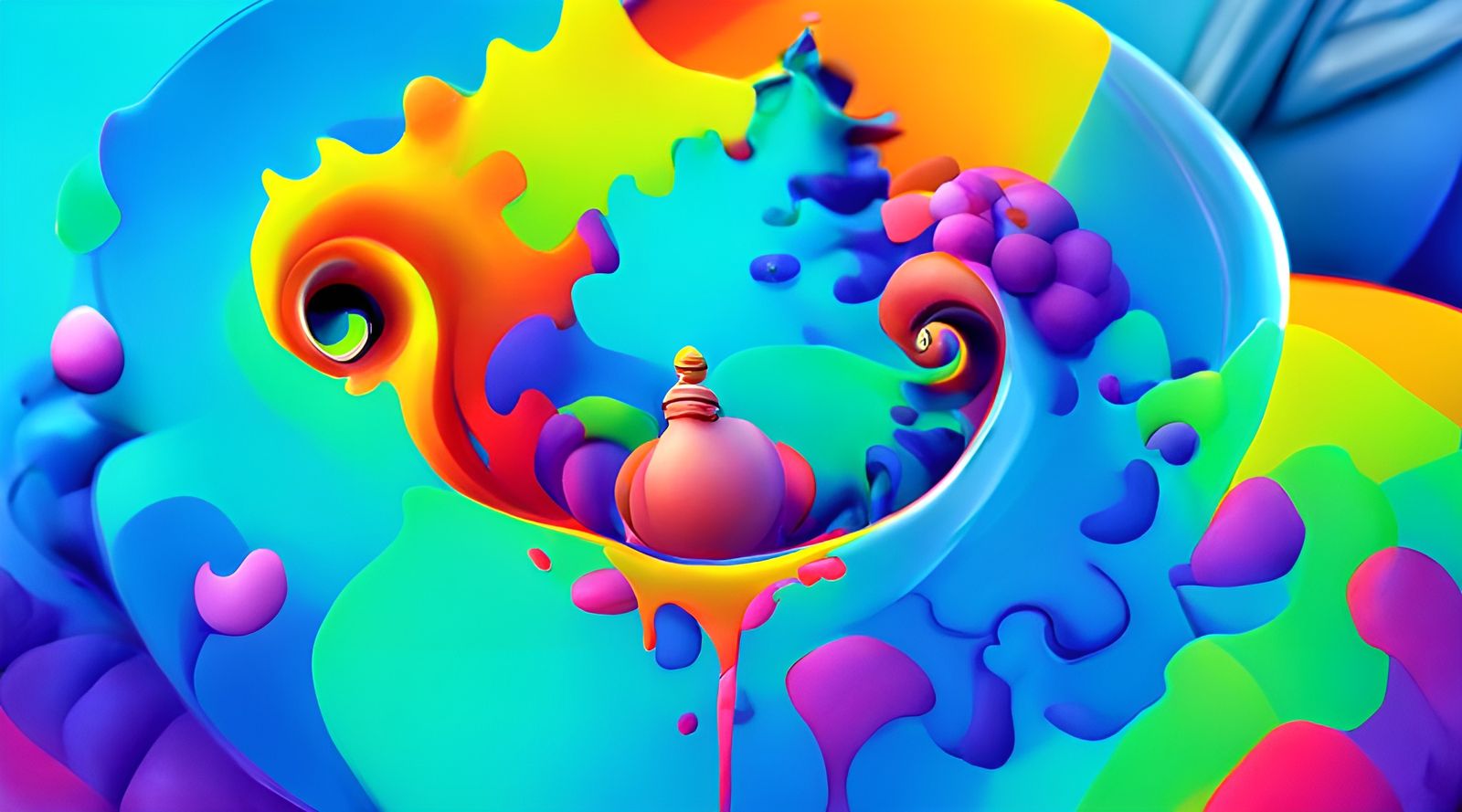 Psychedelic Spilled Paint Bucket with Fractal Patterns