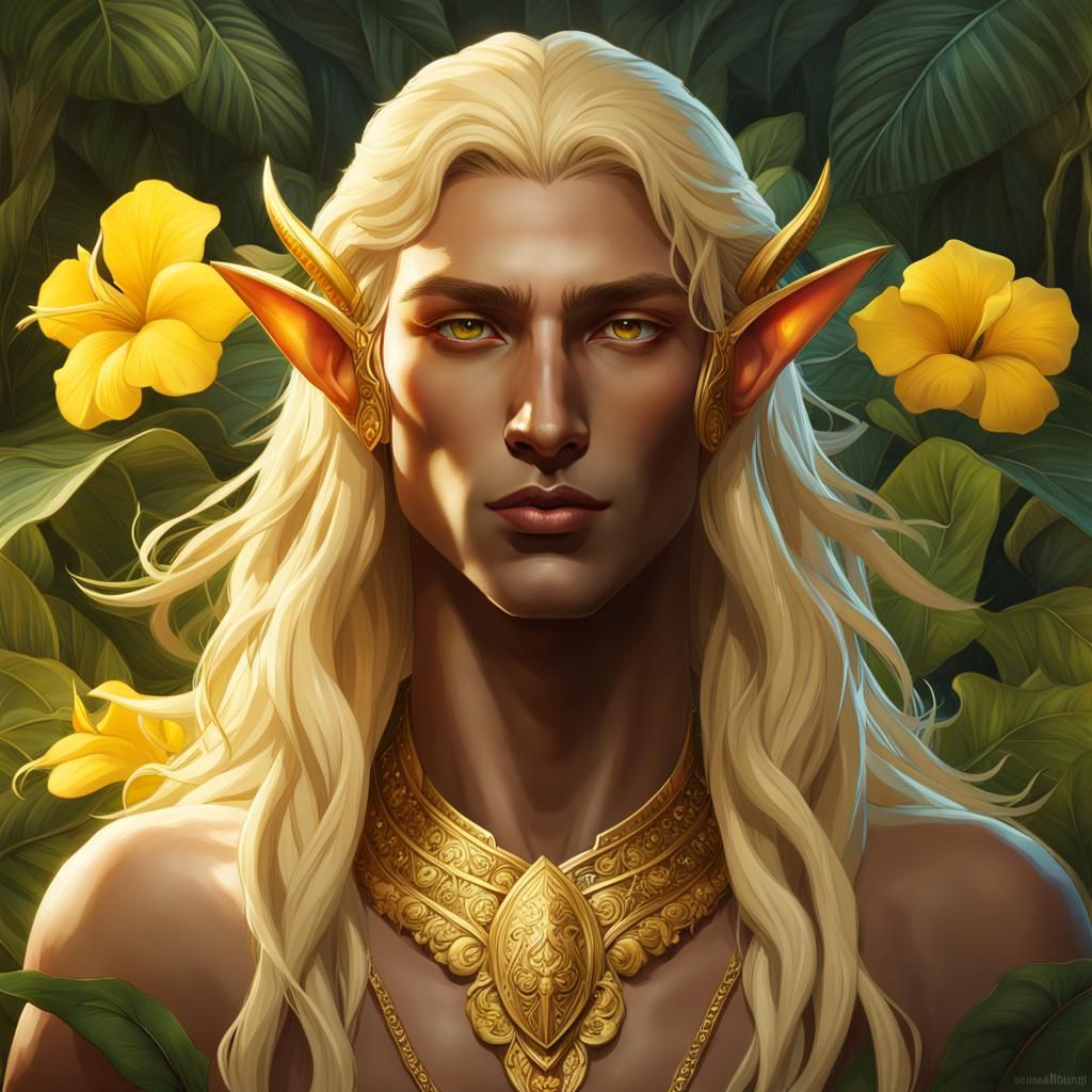 Eldarin Portrait with Petunias as Digital Painting