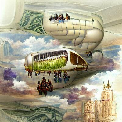 Fantasy Airship Filled with Wealthy Passengers