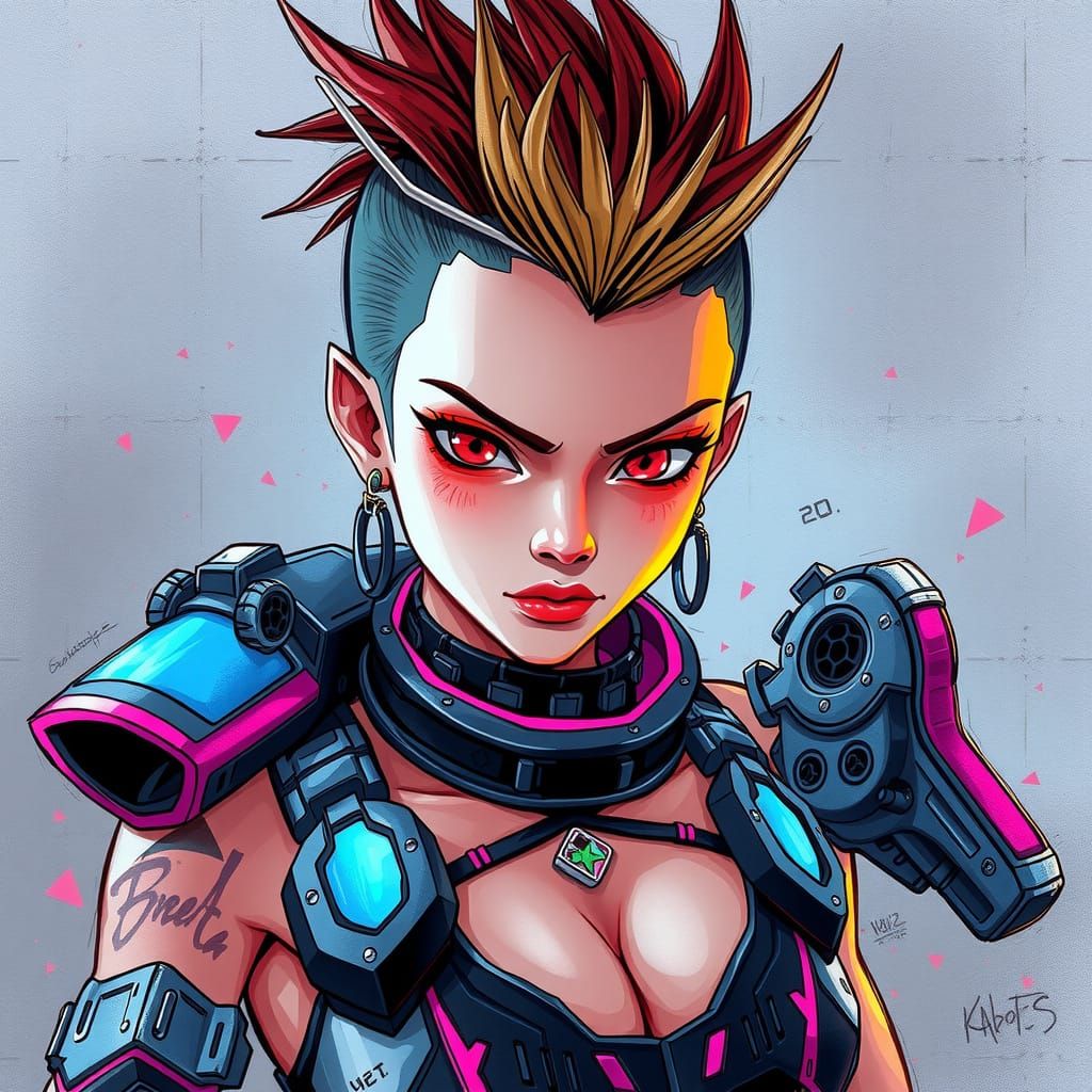 Cyberpunk Anime Girl with Glowing Eyes