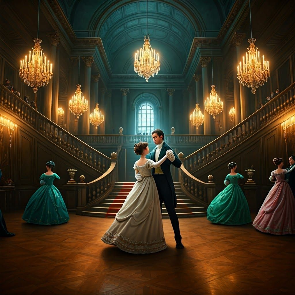 Regency Ballroom Fantasy in Golden Light