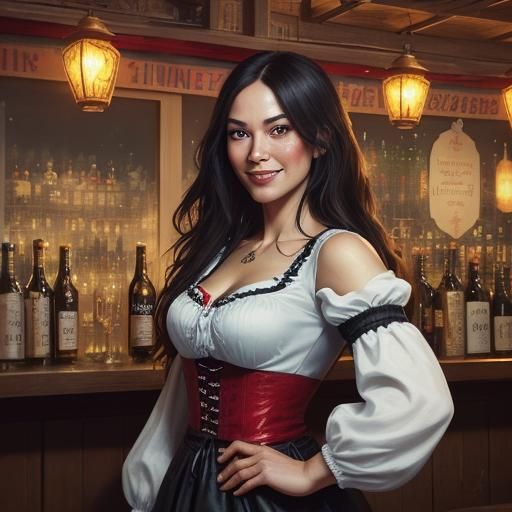 Bavarian Woman in Dirndl Dress at Oktoberfest