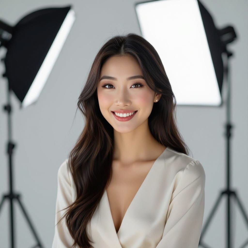 Elegant Asian Woman Portrait in Studio Lighting