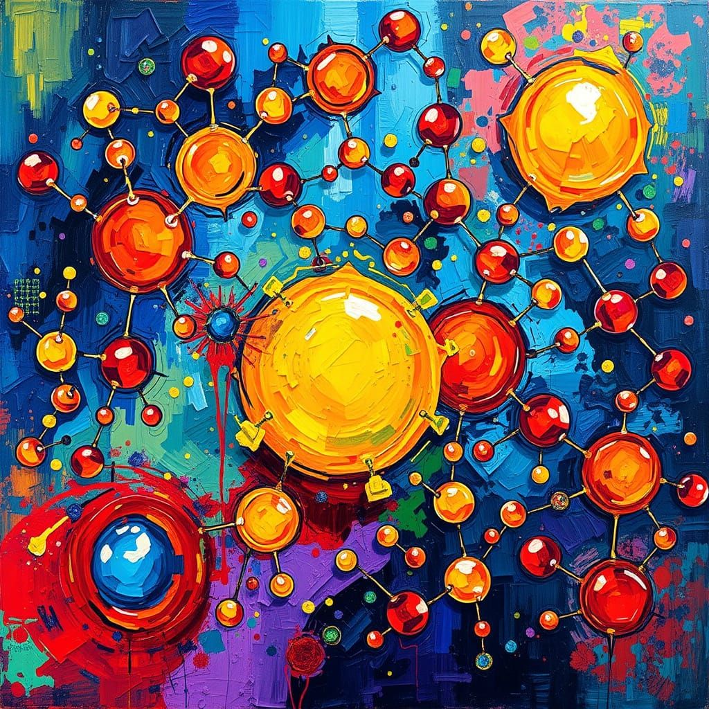 Crystal Lattice Molecules as Impasto Oil Painting