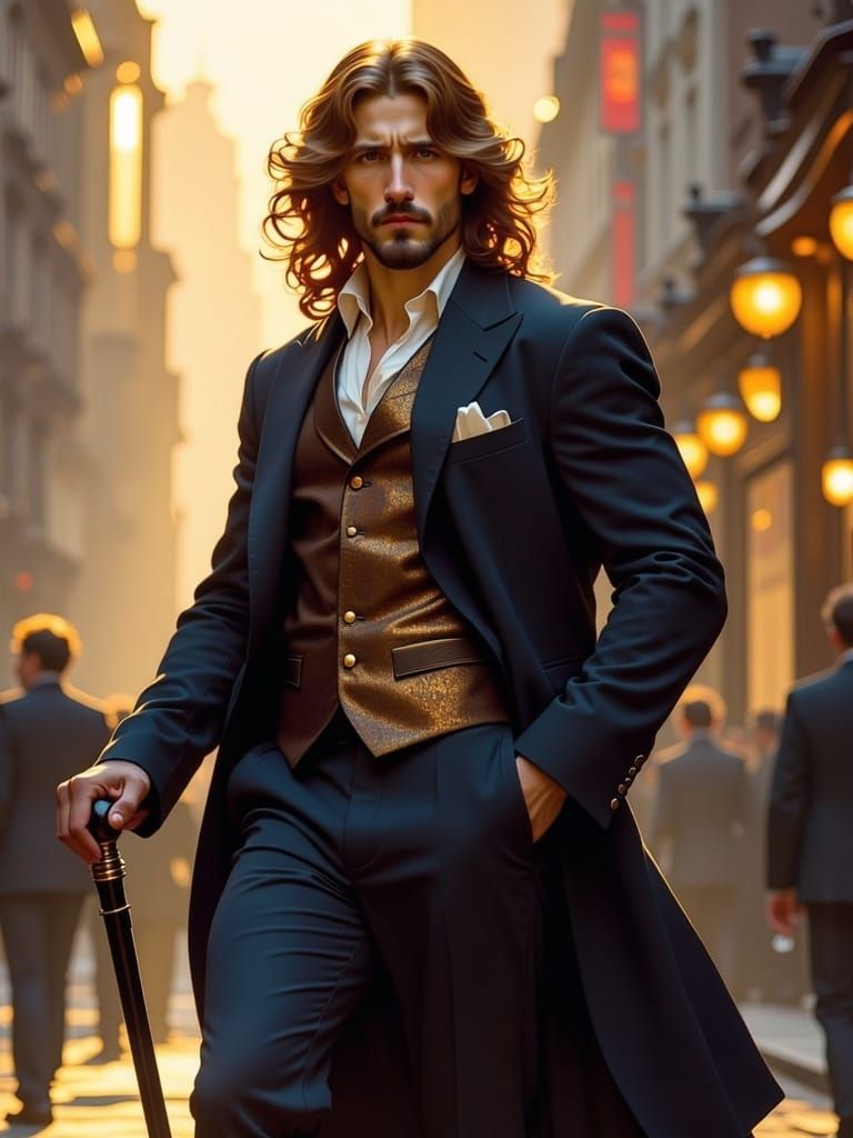 Art Nouveau Portrait of a Handsome Victorian Man