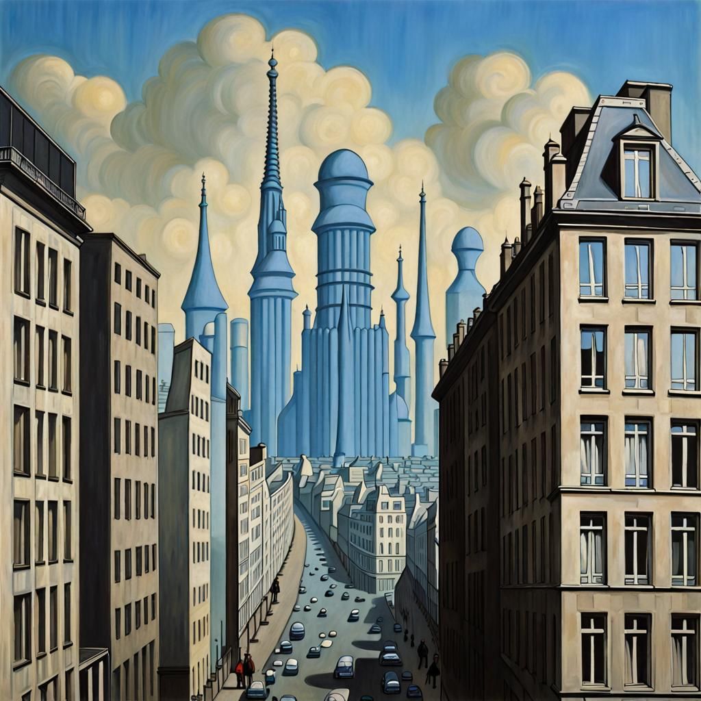 Futuristic Brussels Skyline in Surreal Style