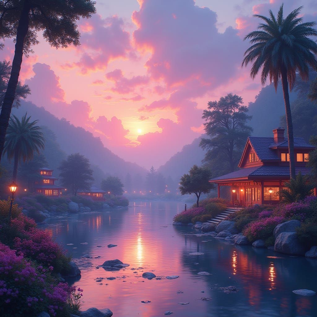 Dreamy Retro-Futuristic Cityscape with Glitchcore Distortion...