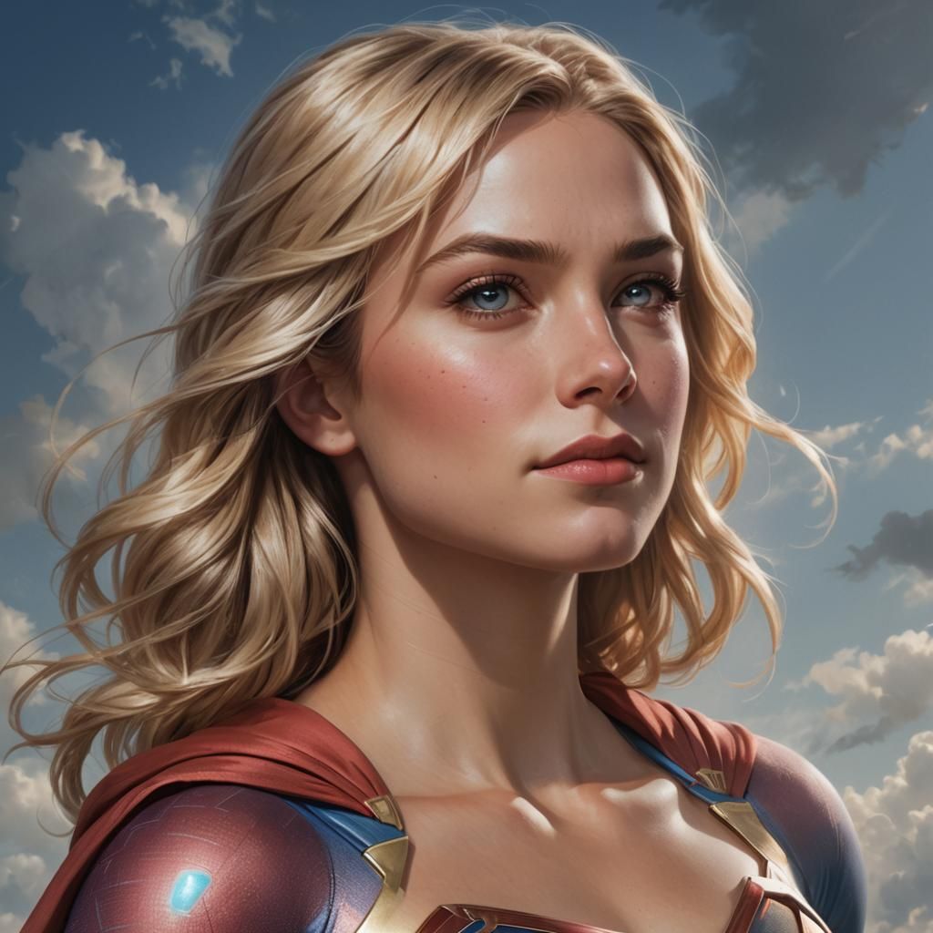 Hyper-Real Portrait of Supergirl in Art Nouveau Style