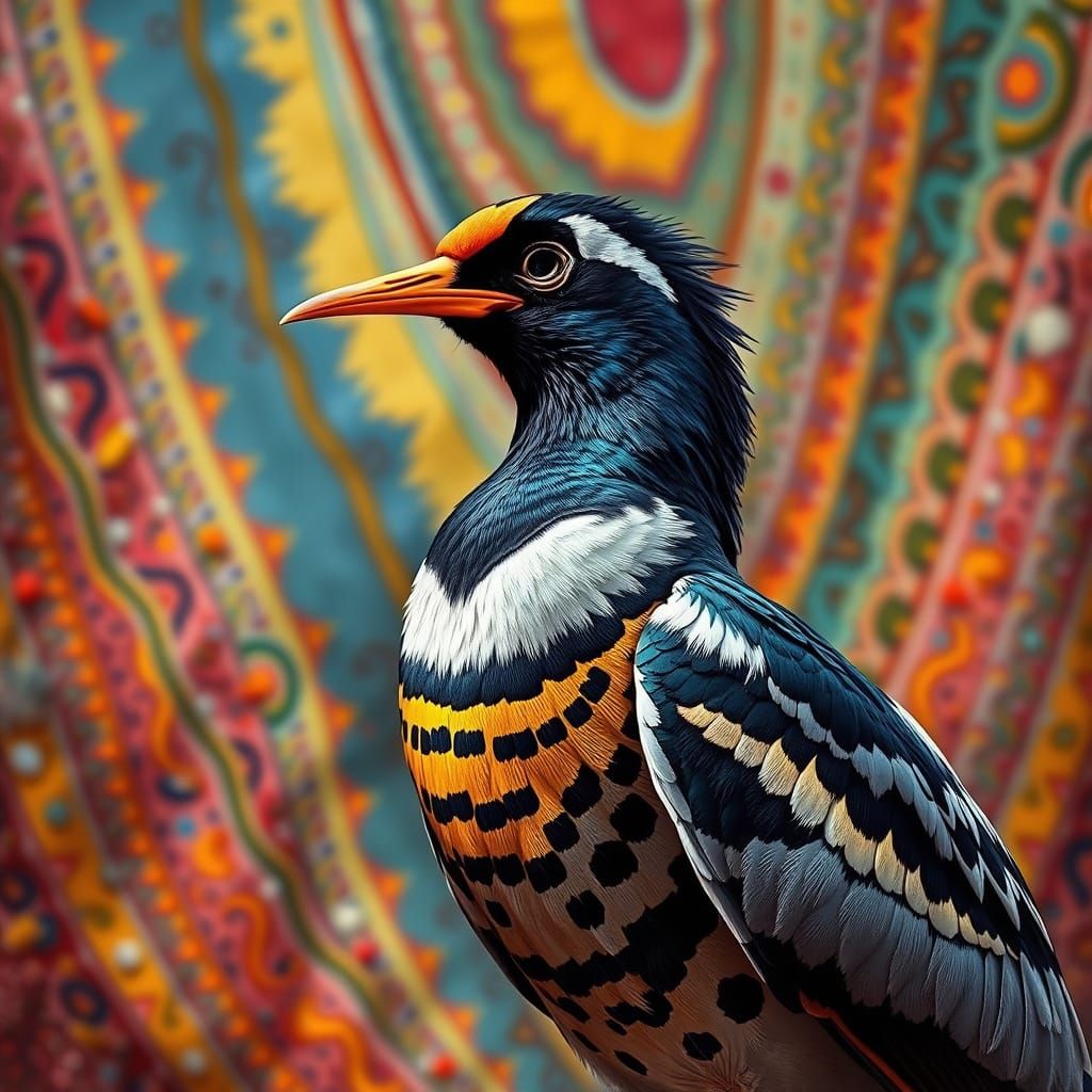 Hyperrealistic Masked Lapwing in Comic Surrealist Style