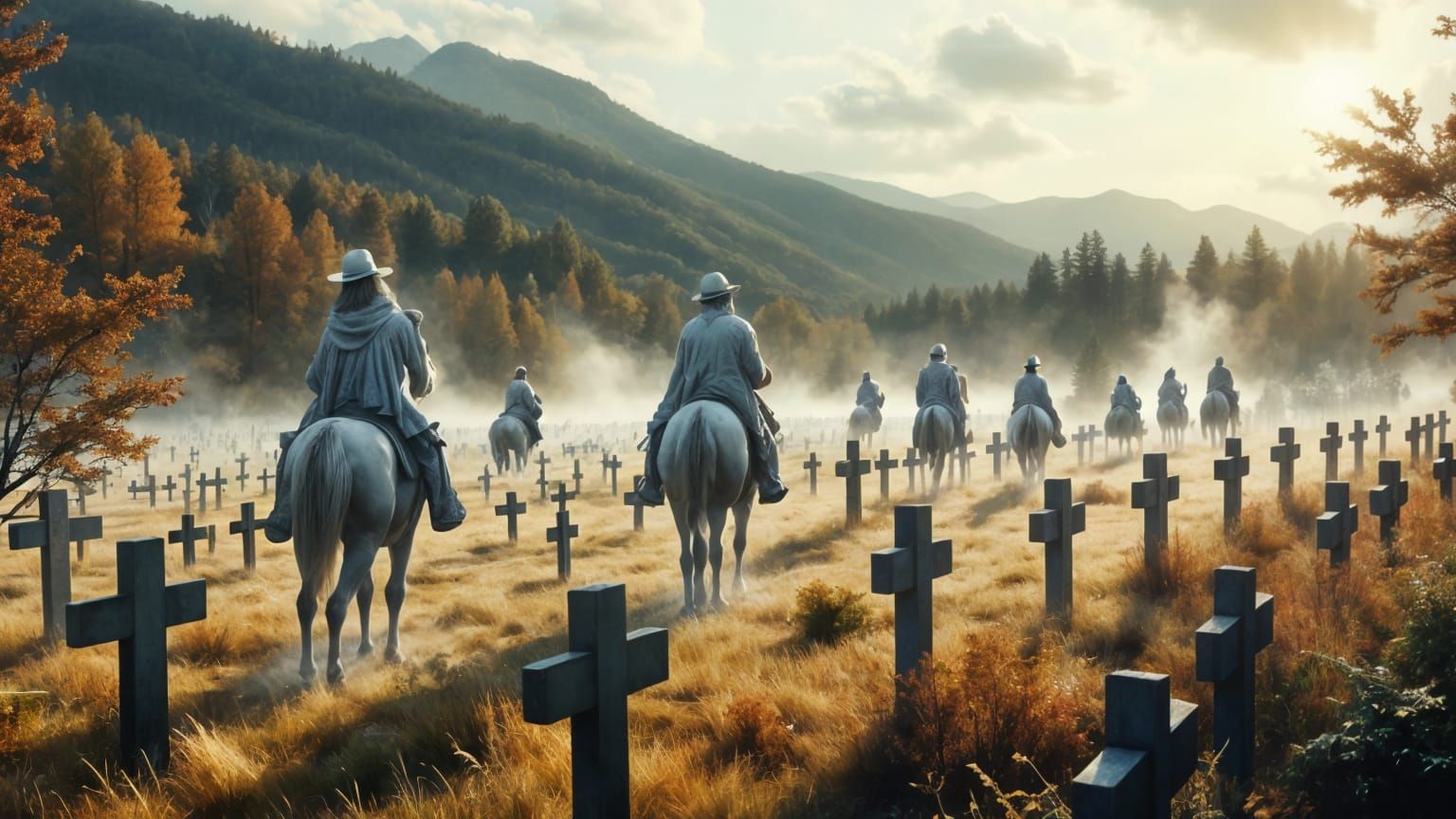Ghosts visiting the battlefield where they died.