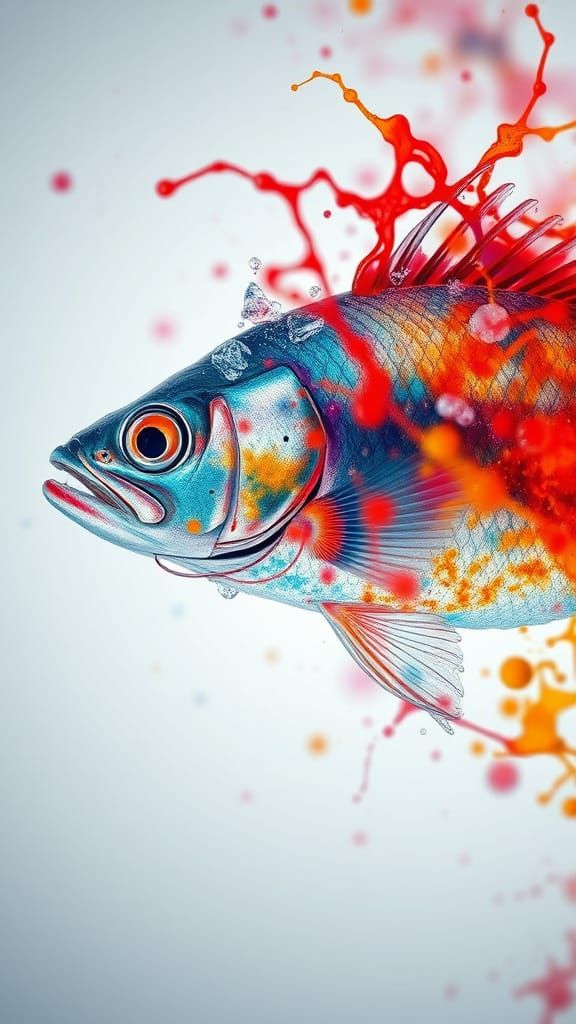 Ice Crystal Metamorphosis into Fish with Double Exposure