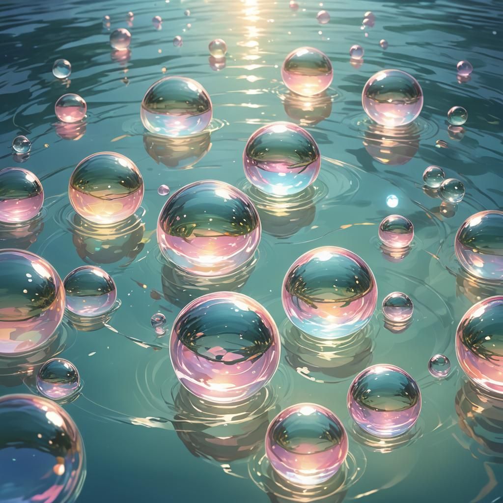 Worlds Within Spheres: Ethereal Anime-Style Digital Art