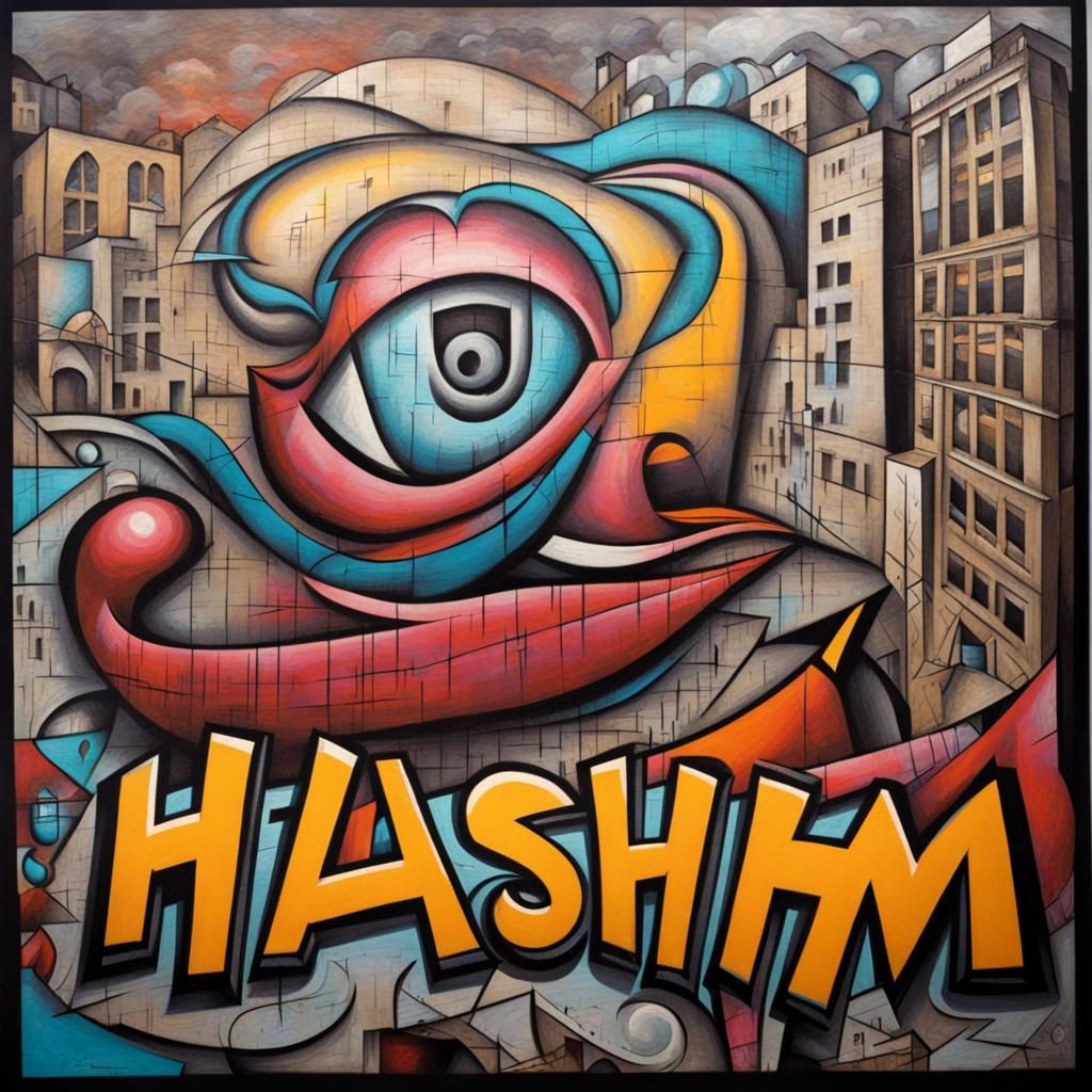 Art Deco Graffiti of "Hashim" in Cubist Style