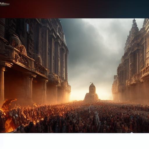 Epic Clash Scene: Dramatic Digital Matte Painting