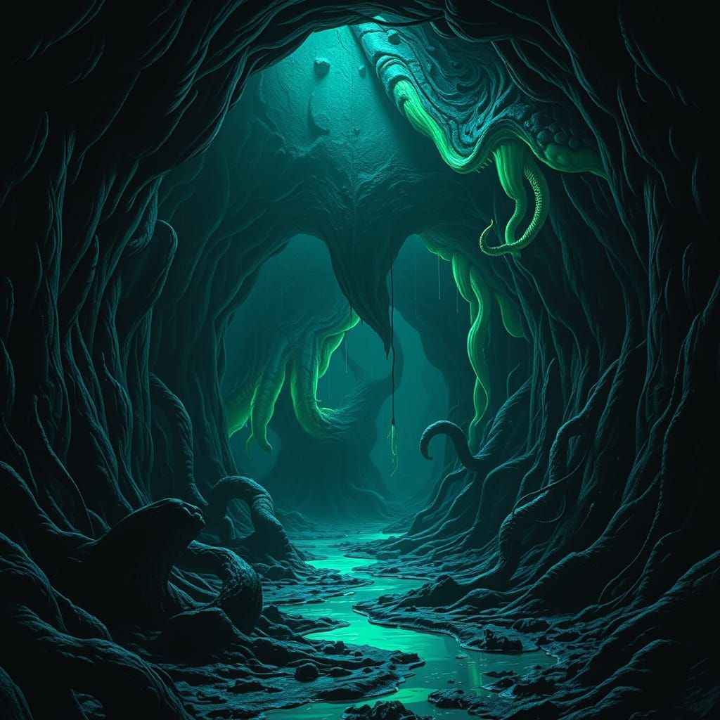 Venom's Bioluminescent Interior: A Dystopian Biomechanical V...