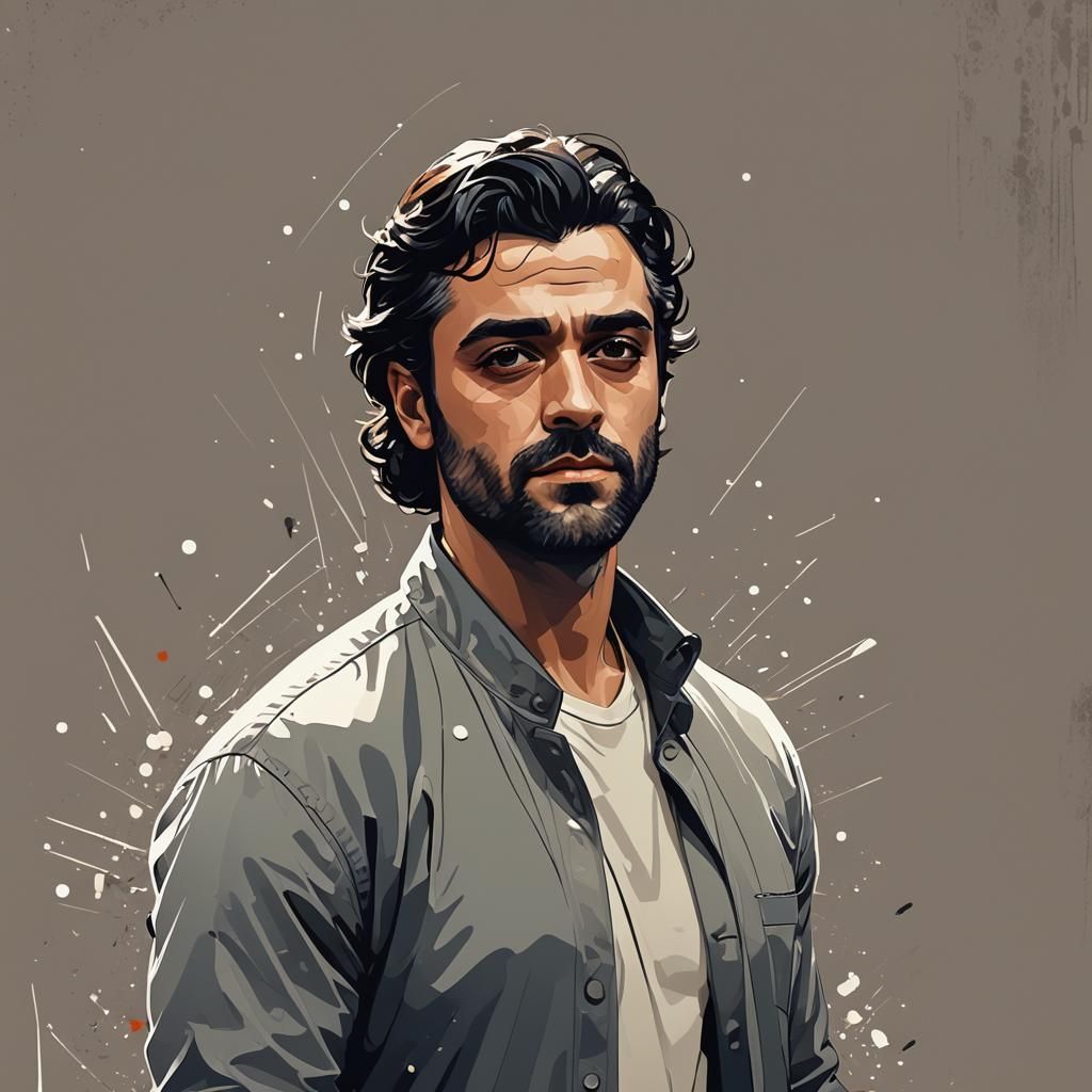 Oscar Isaac: Retro 2D Vector Art Portrait