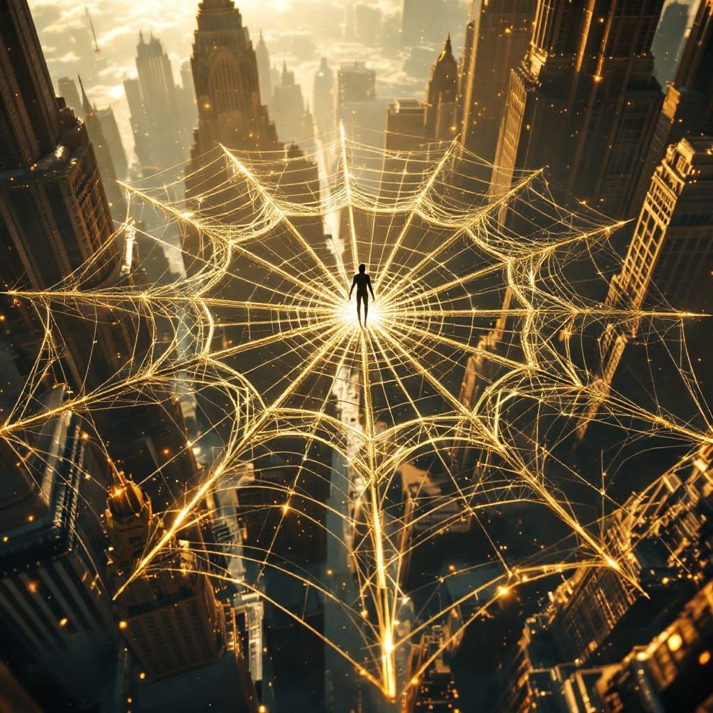 Crystal Spider Web Connects Multiverse New Yorks