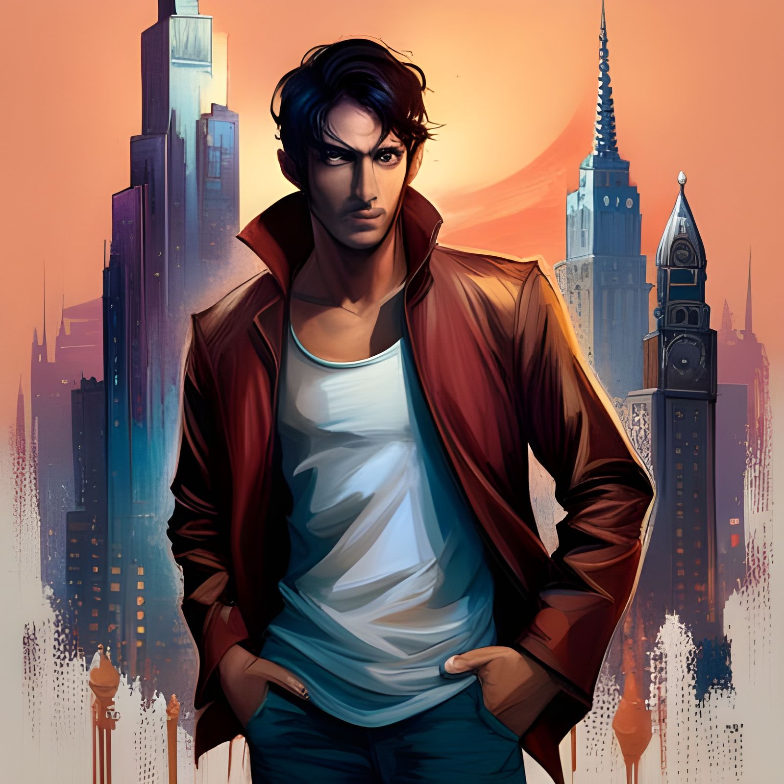 Modern Aladdin in City, Digital Splash Art