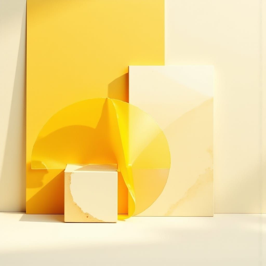 Abstract Yellow and Off-White Geometric Solar Scene