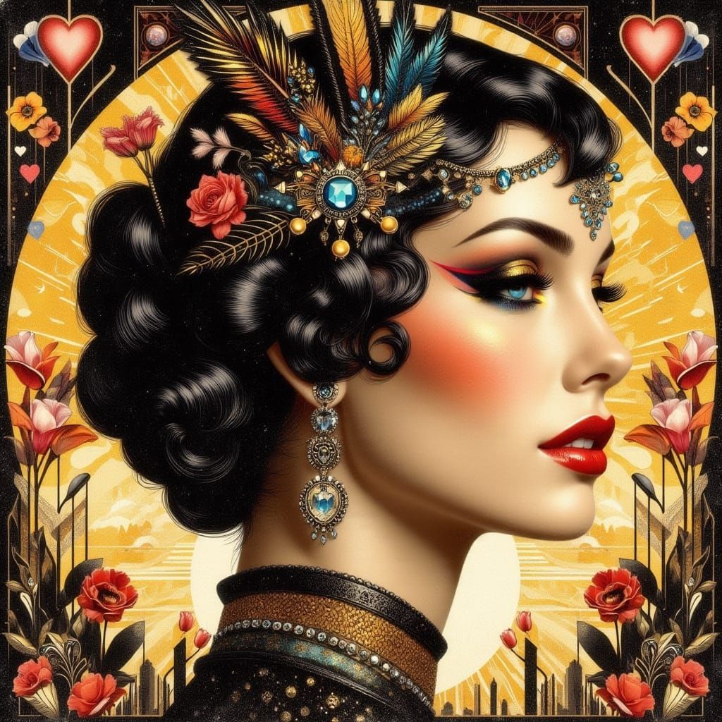 Queen of Cups in Art Deco Style