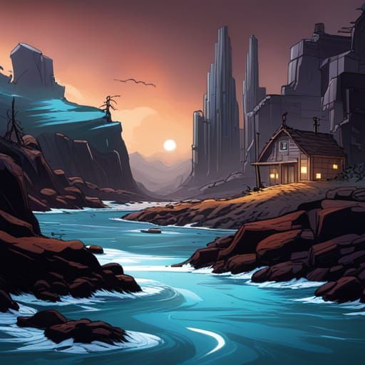 Fantastical Hero in Detailed Matte Painting