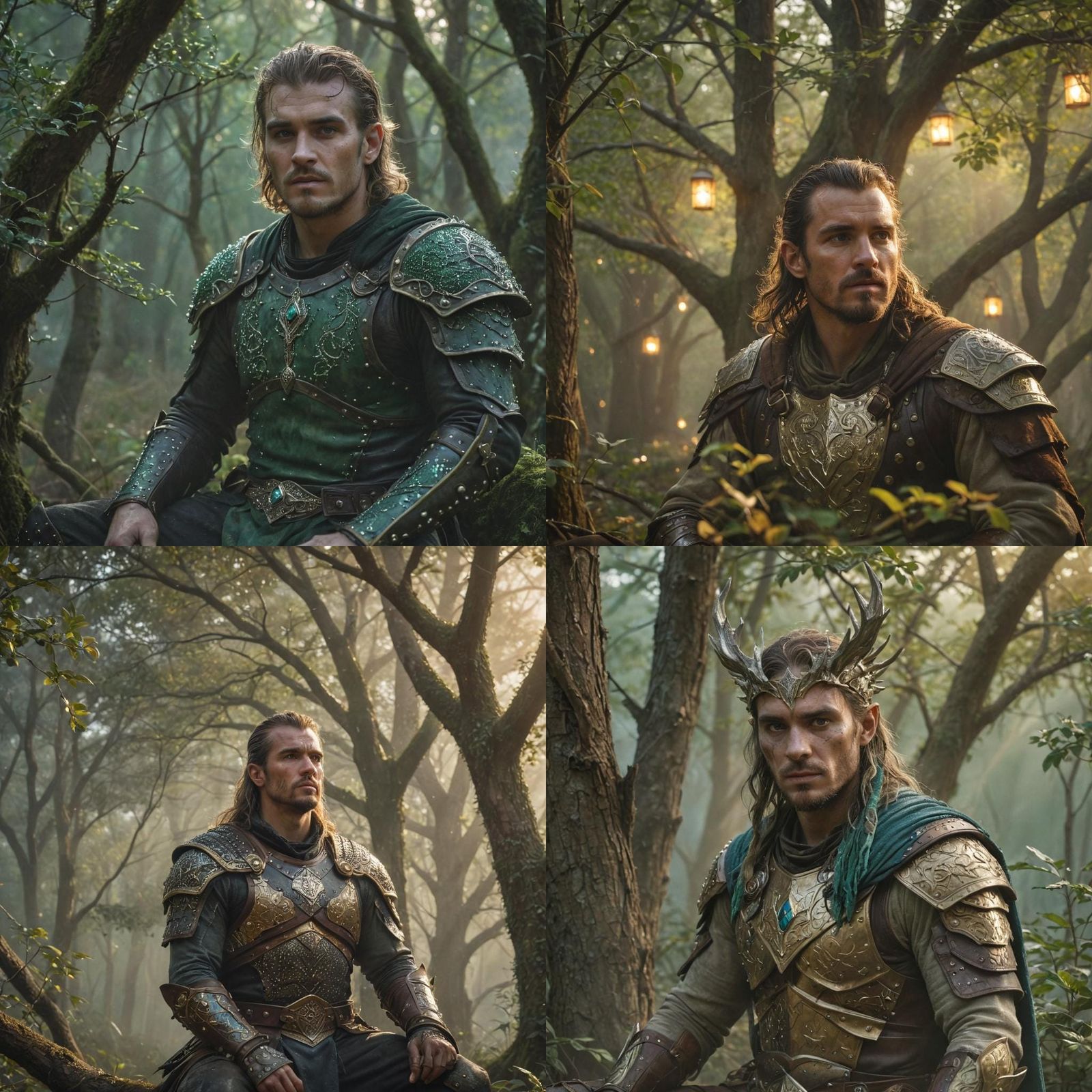 Battle-Worn Druid in Misty Forest, Painterly Style