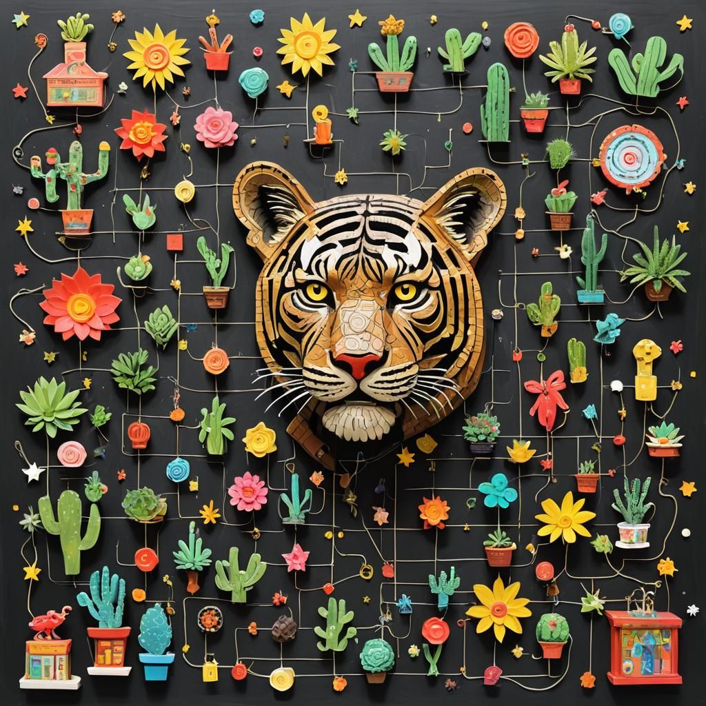 Surreal Fusion: Tiger Magician in Hyperrealistic Style