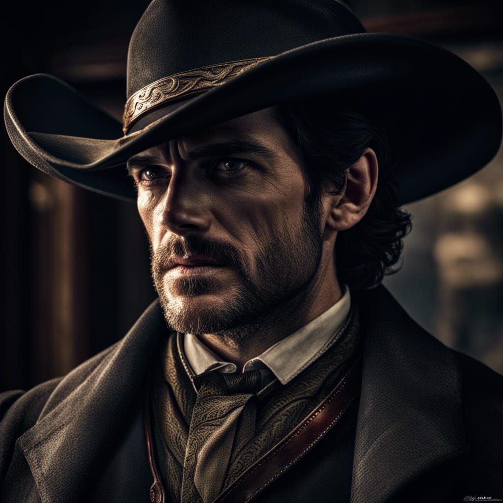 19th Century Cowboy Portrait in Hyperrealistic Style