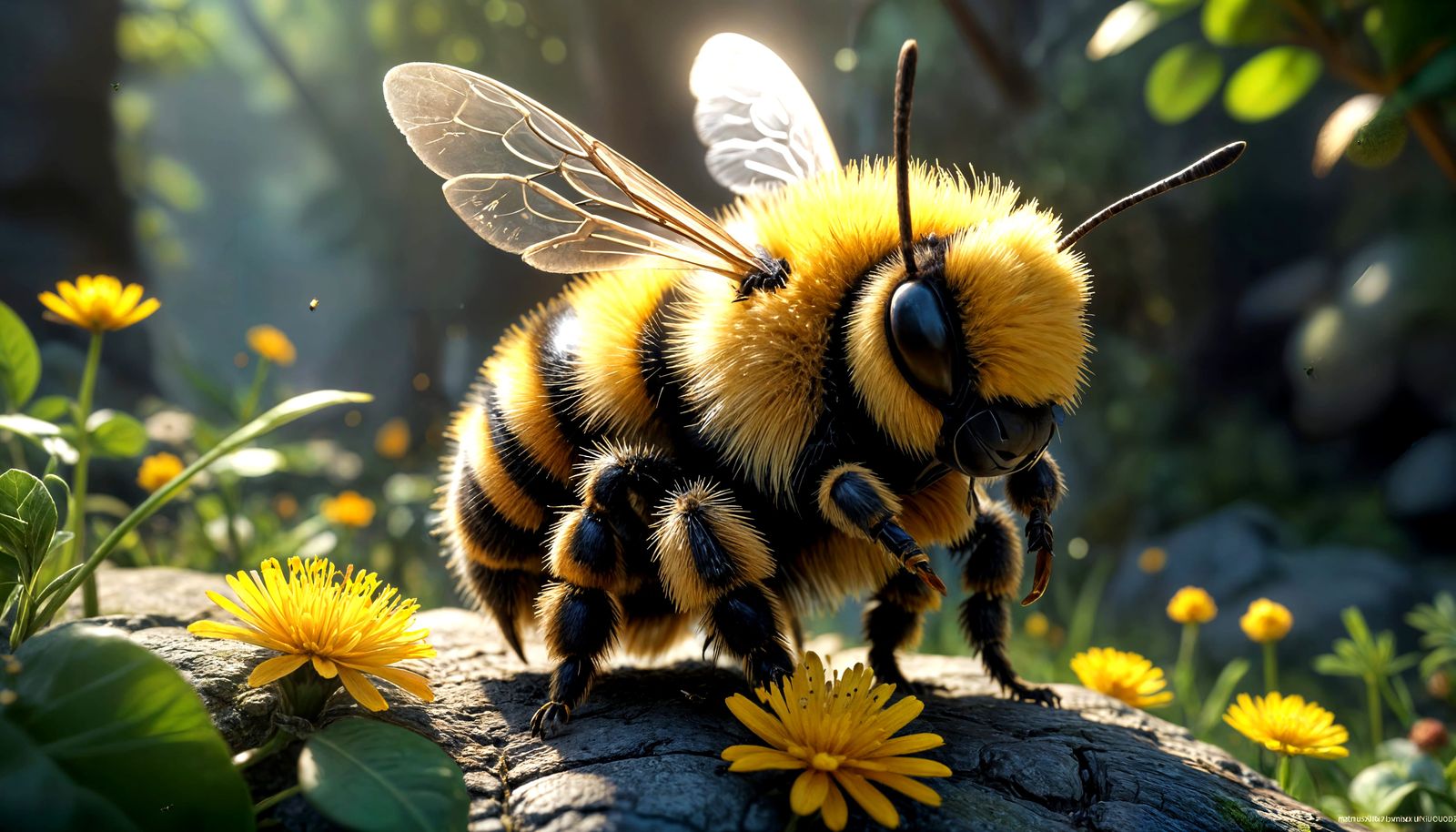Fluffy bee, nature's tiny teddy with wings! 🐝💛