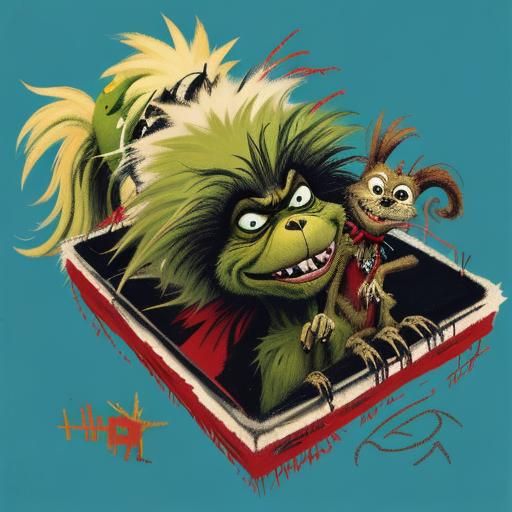 The Grinch and Max in Basquiat Style