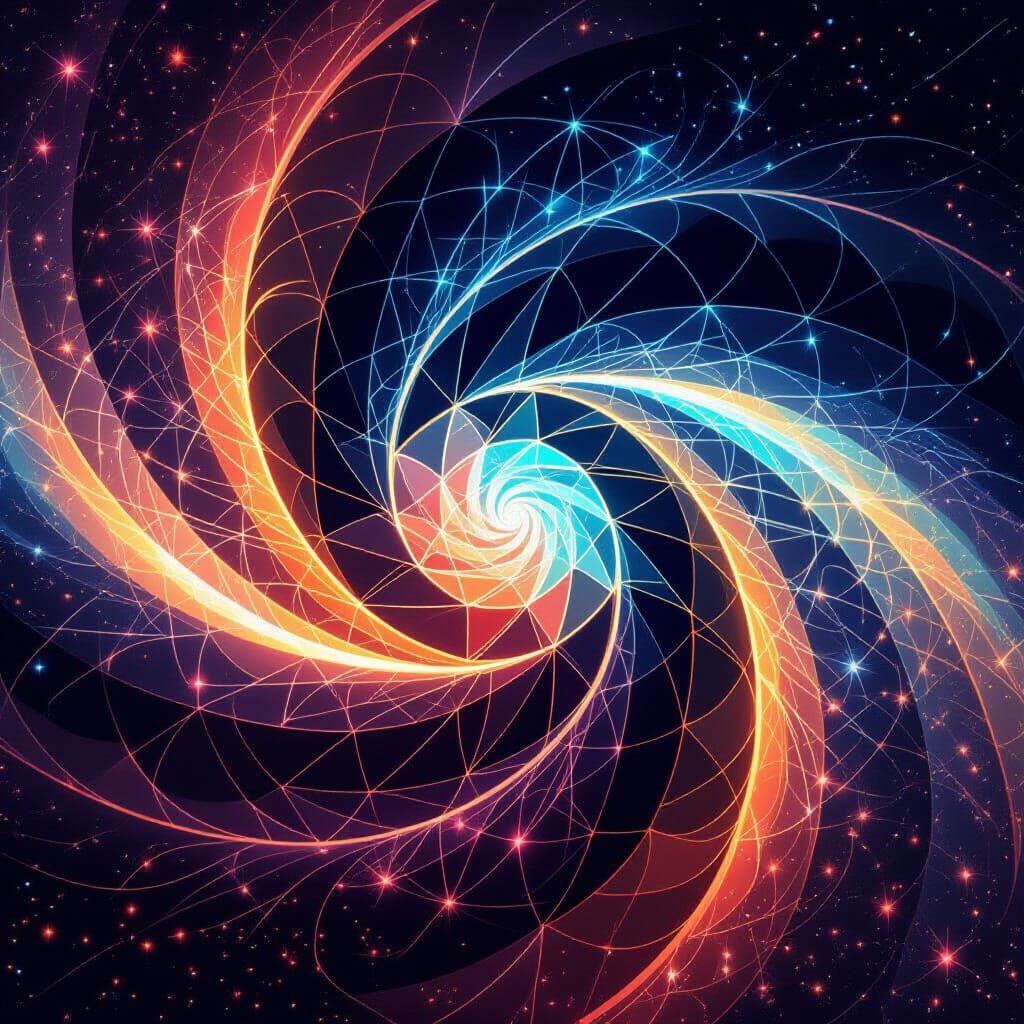 Abstract Glowing Double Spirals in Neon Colors