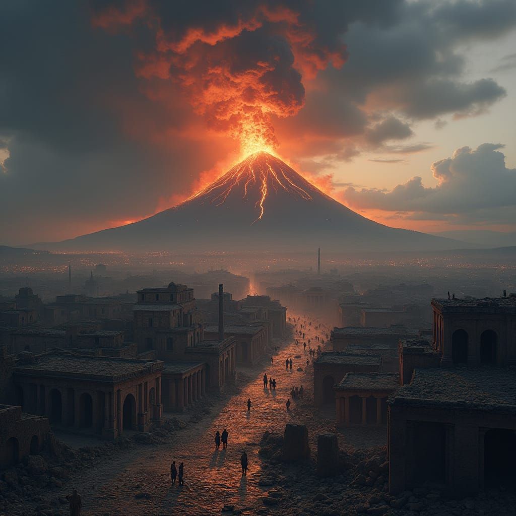 Ancient Pompeii Under Siege by Mount Vesuvius