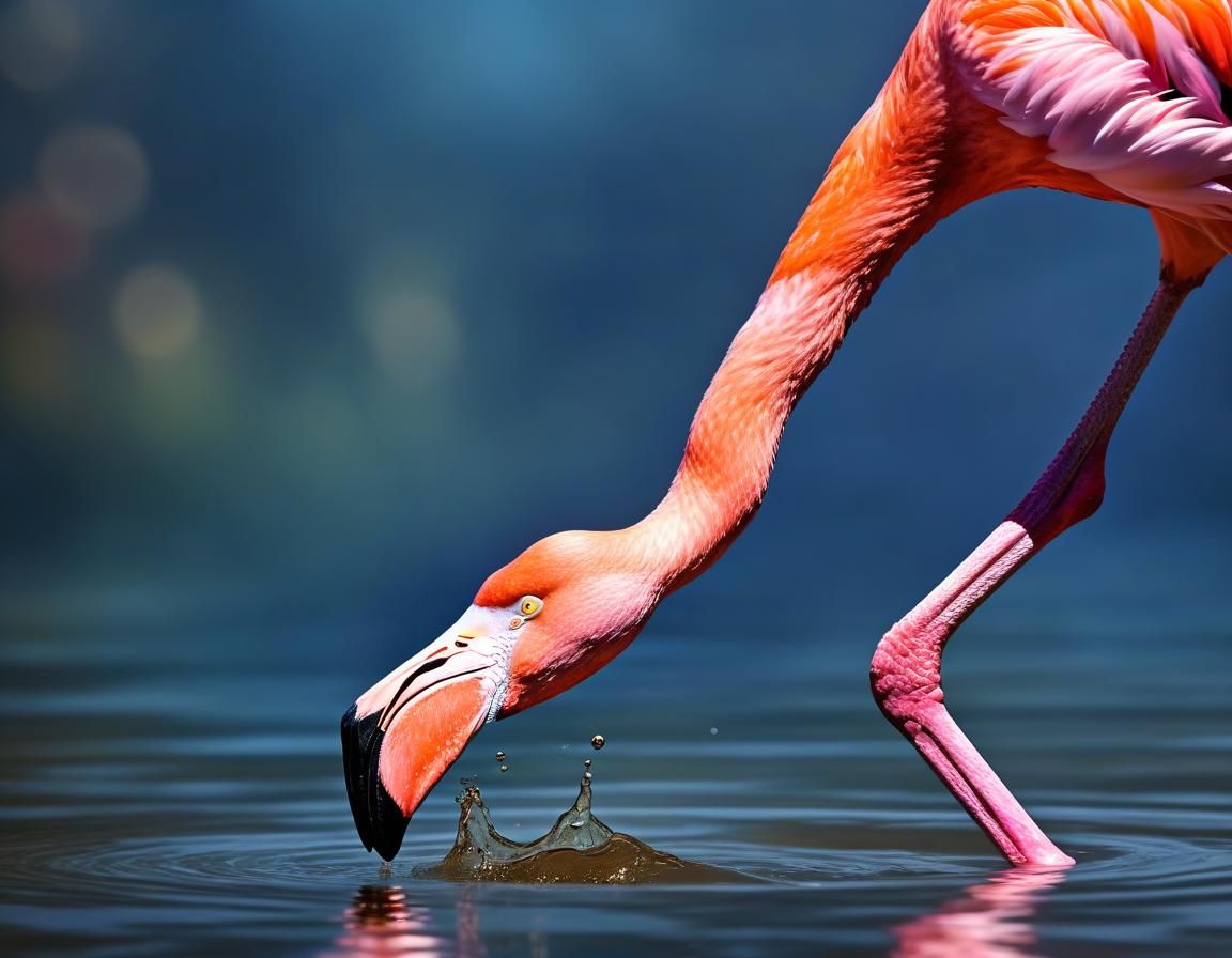 Pink Flamingo in Flight: Hyperdetailed Photorealistic Illust...