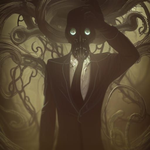 Lovecraftian Man with Tentacles, Hyperrealistic Detail