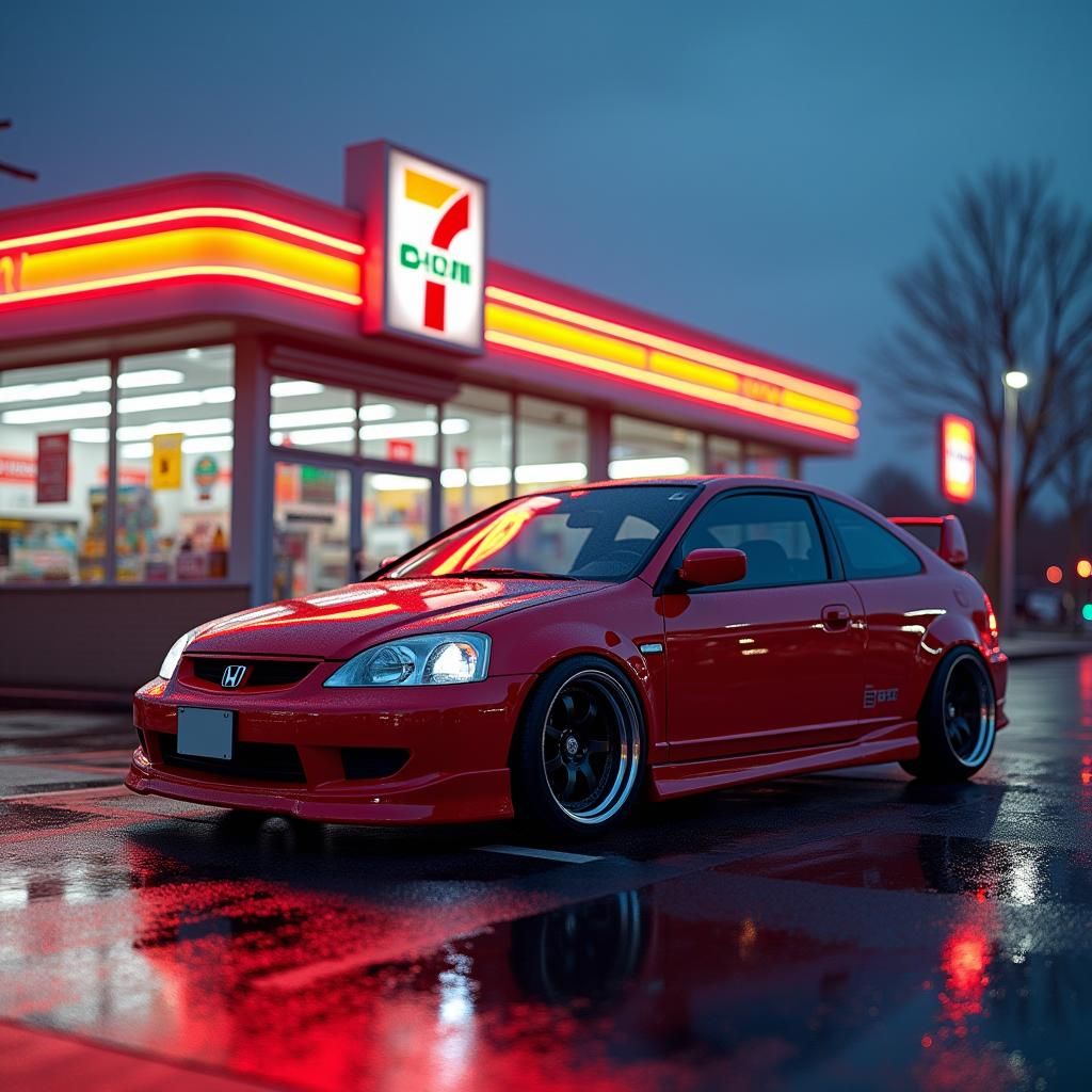 Hyperrealistic Honda Civic FD1 in Soul Red