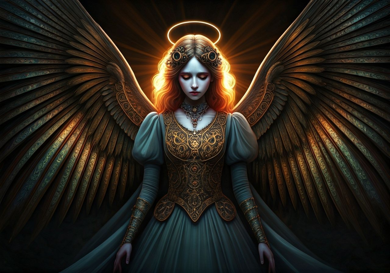 Fragile Angel Stained Glass Floral Gossamer Filigree Wings H...