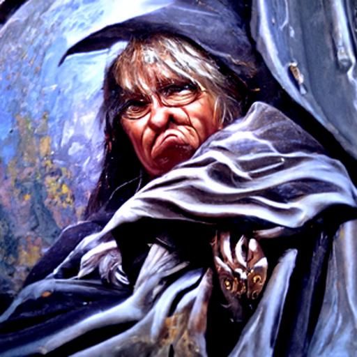 Cranky Crone Oil Painting Portrait