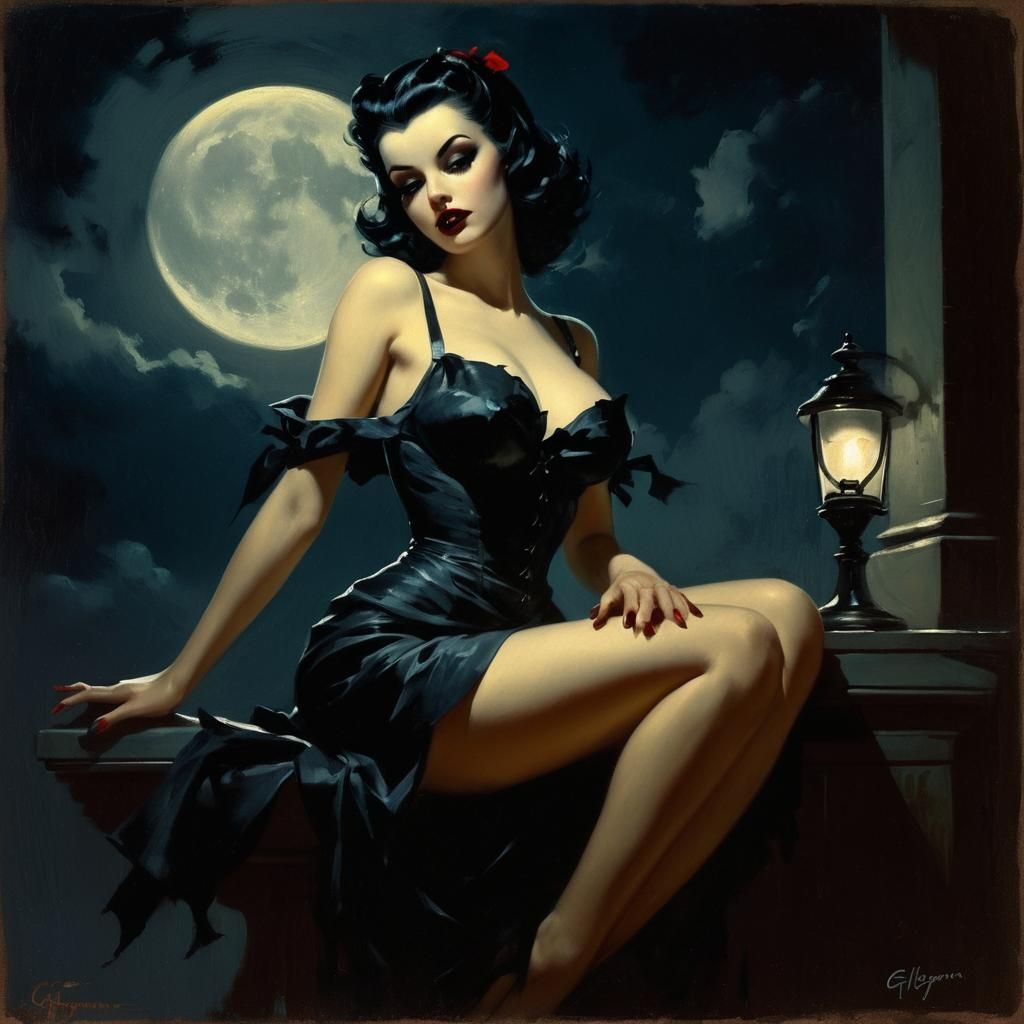 Mysterious Figure in Darkened Landscape, Chiaroscuro