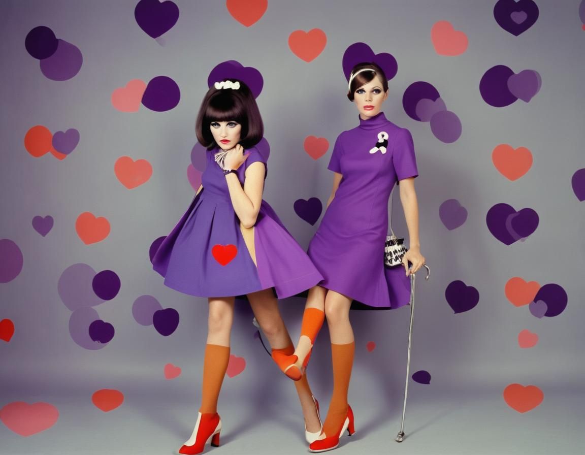 Poppy Purple-Heart: mod style icon; retro 60s uk mod, swinging sixties