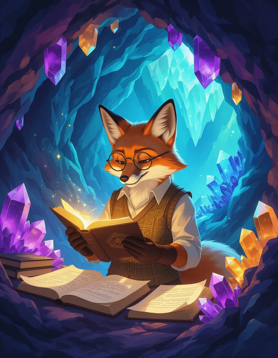 Fox Archivist in Crystal Geode Cavern