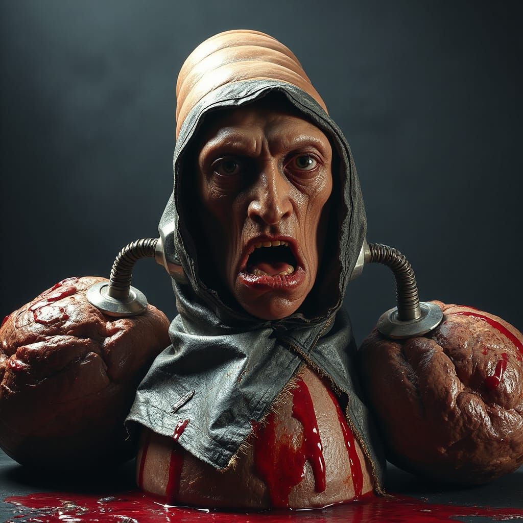 Biomechanical Sausage Monster Spitting, Giger Style