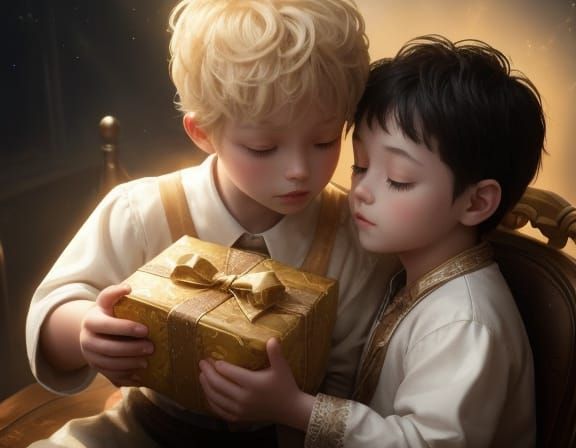 Child Hands Offer Gifts in Surreal Candy Land