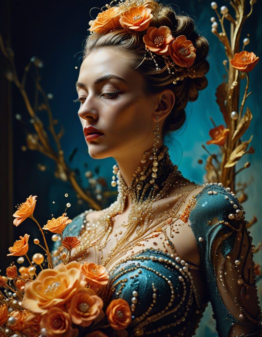 Surreal High-Fashion Gown with Molten Glue Details