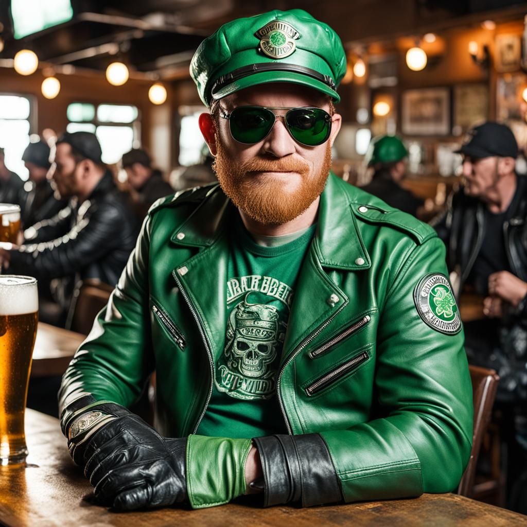 green leather  biker jacket