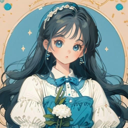 Anime Girl with 60s Dress and Hazel Eyes