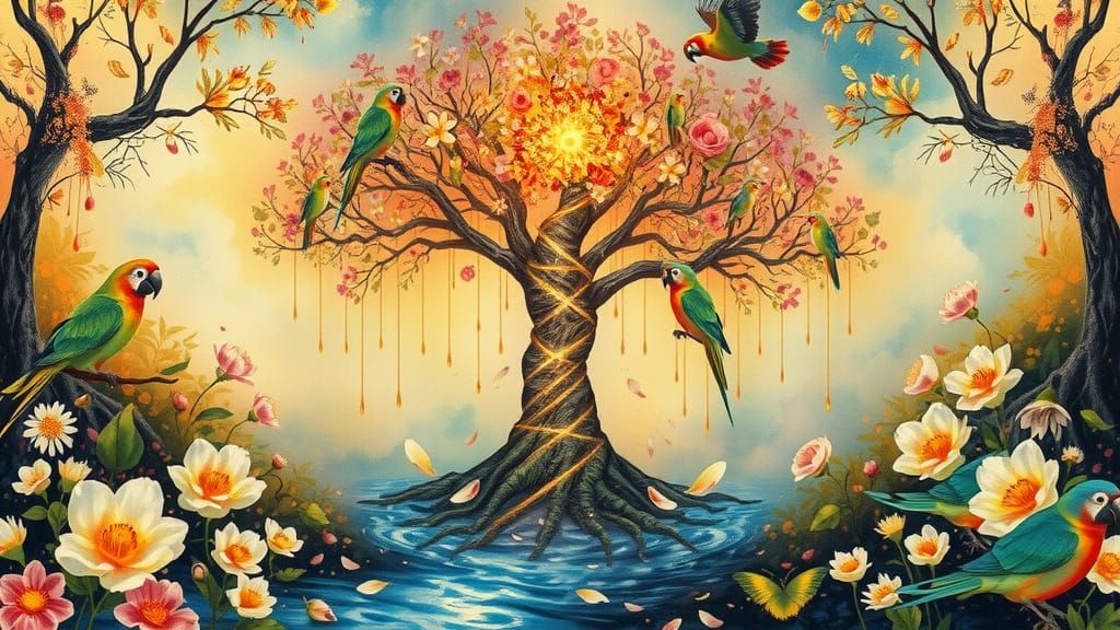 Surreal Genesis: A Moment of Creation in Watercolor